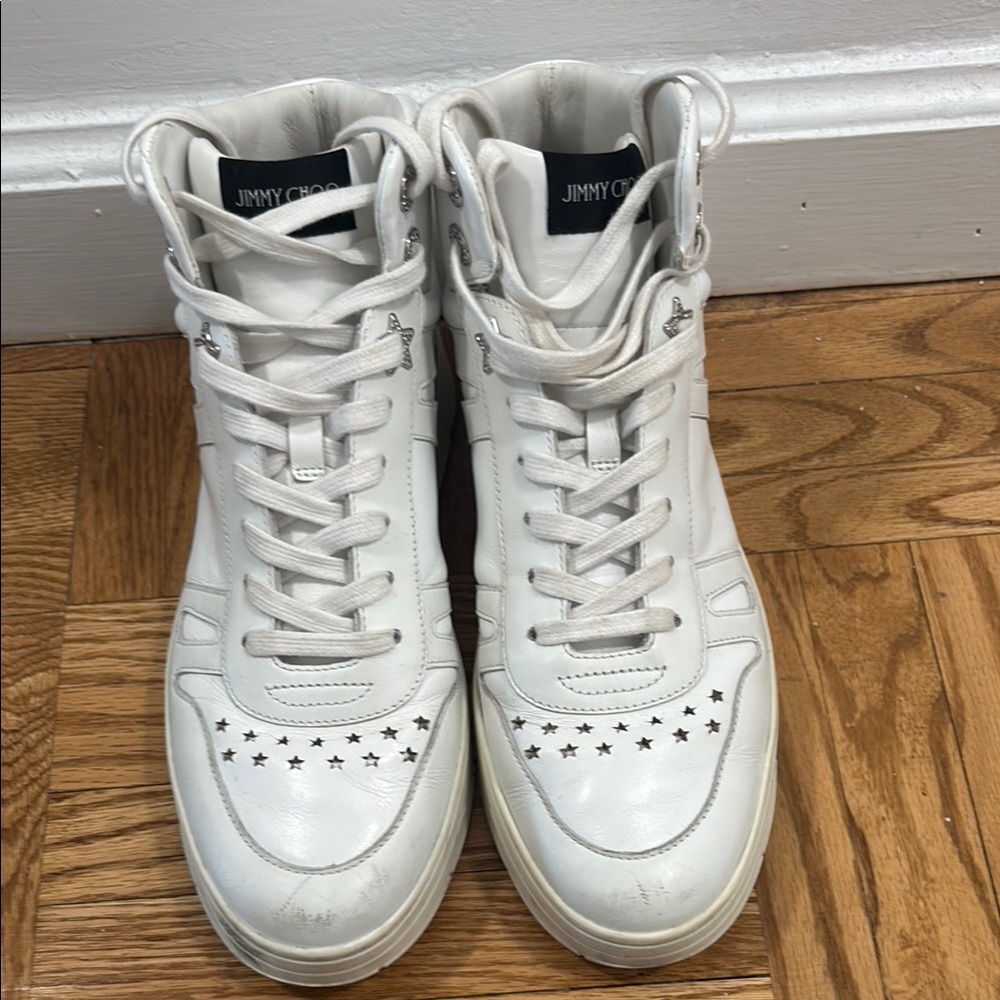 Jimmy Choo White Star-Embellished Sneakers